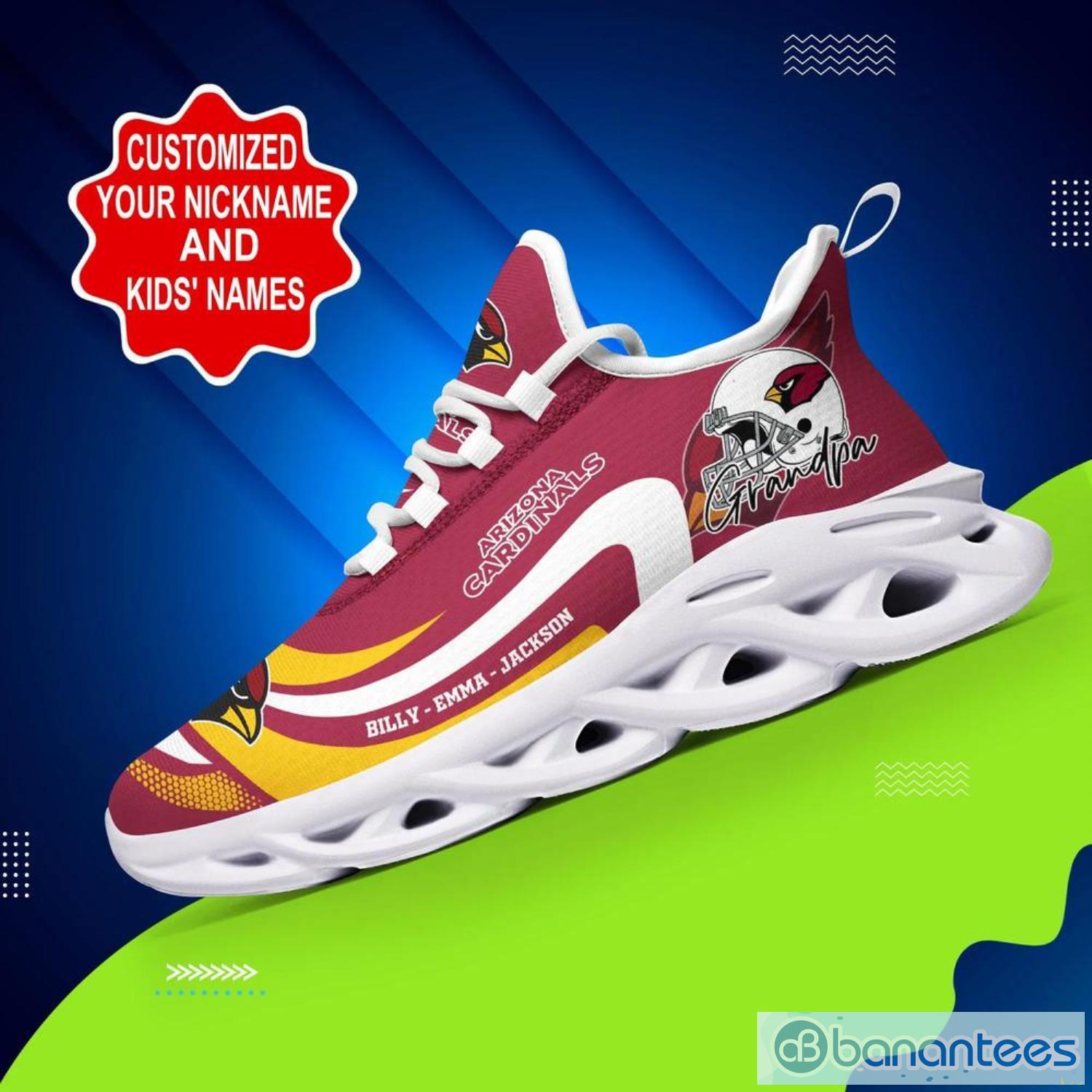 Arizona Cardinals NFL Max Soul Shoes Custom Name Sneakers Gifts For NFL Fans Product Photo