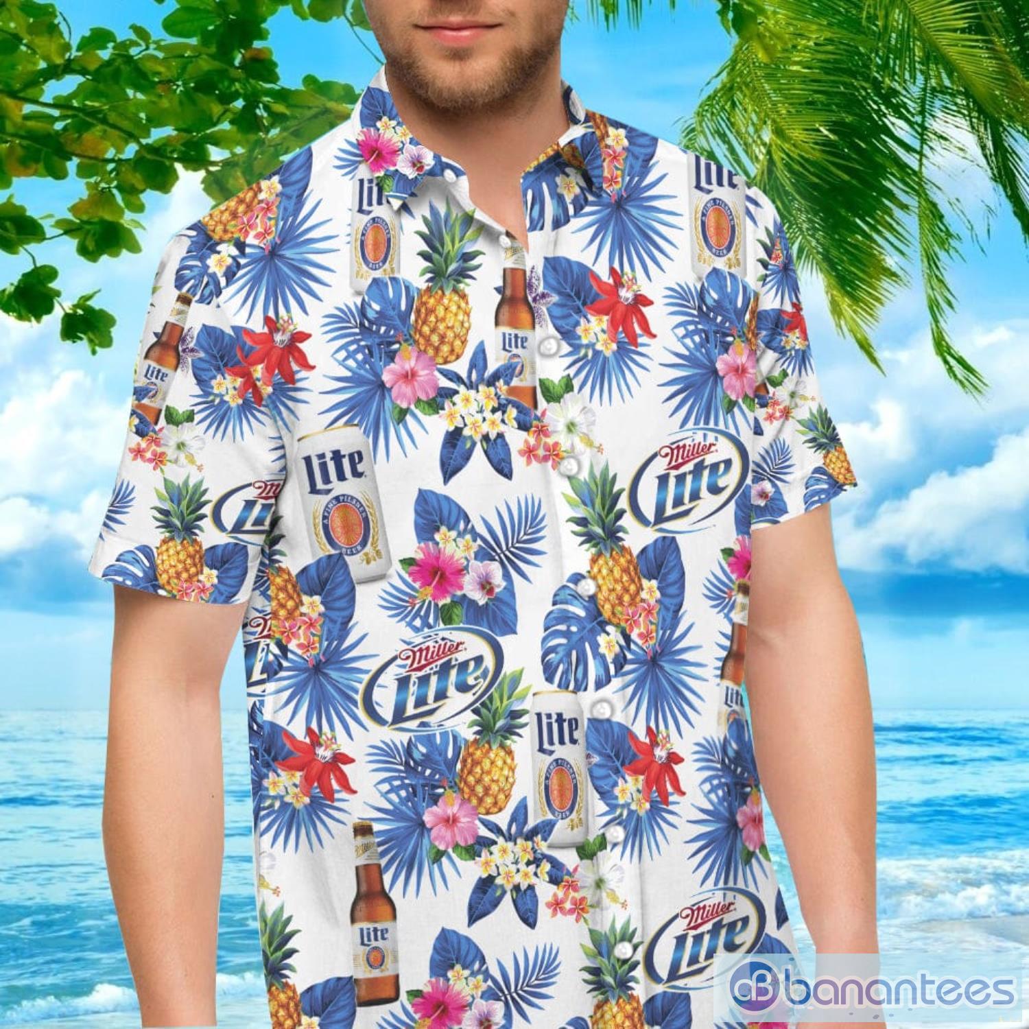 Miller Lite Hawaiian Beach Pattern Shirt Hawaii Beer Shirt Miller Lite  Hawaiian Summer Shirt Miller Lite Aloha Shirt Gift