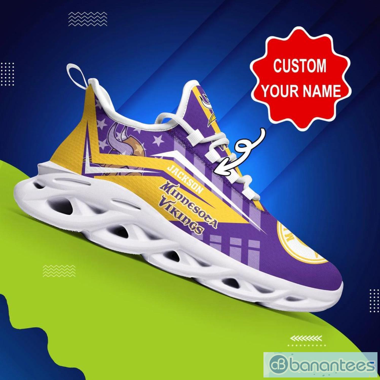 Minnesota Vikings NFL Max Soul Shoes Striped Custom Name Sneakers Product Photo 3