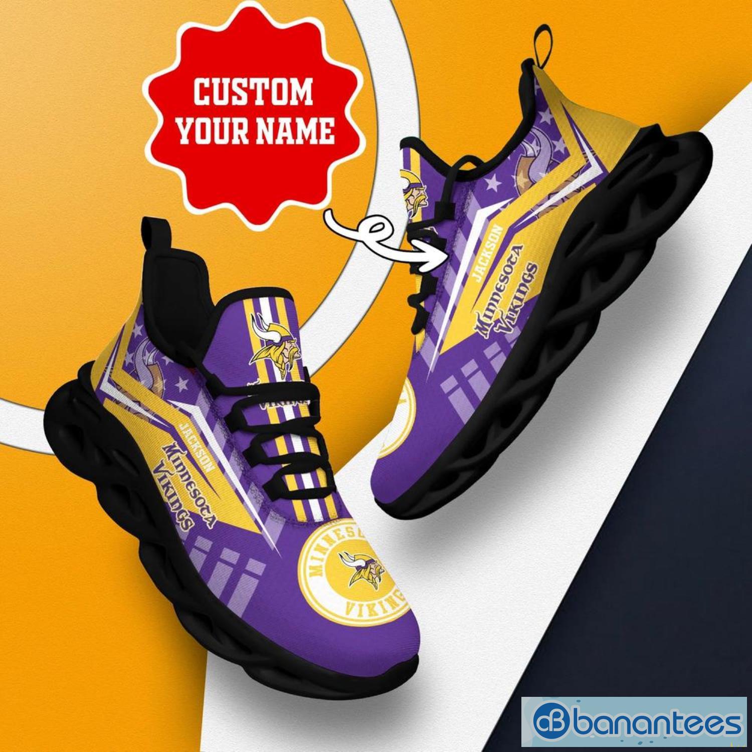 Minnesota Vikings NFL Max Soul Shoes Striped Custom Name Sneakers Product Photo 4