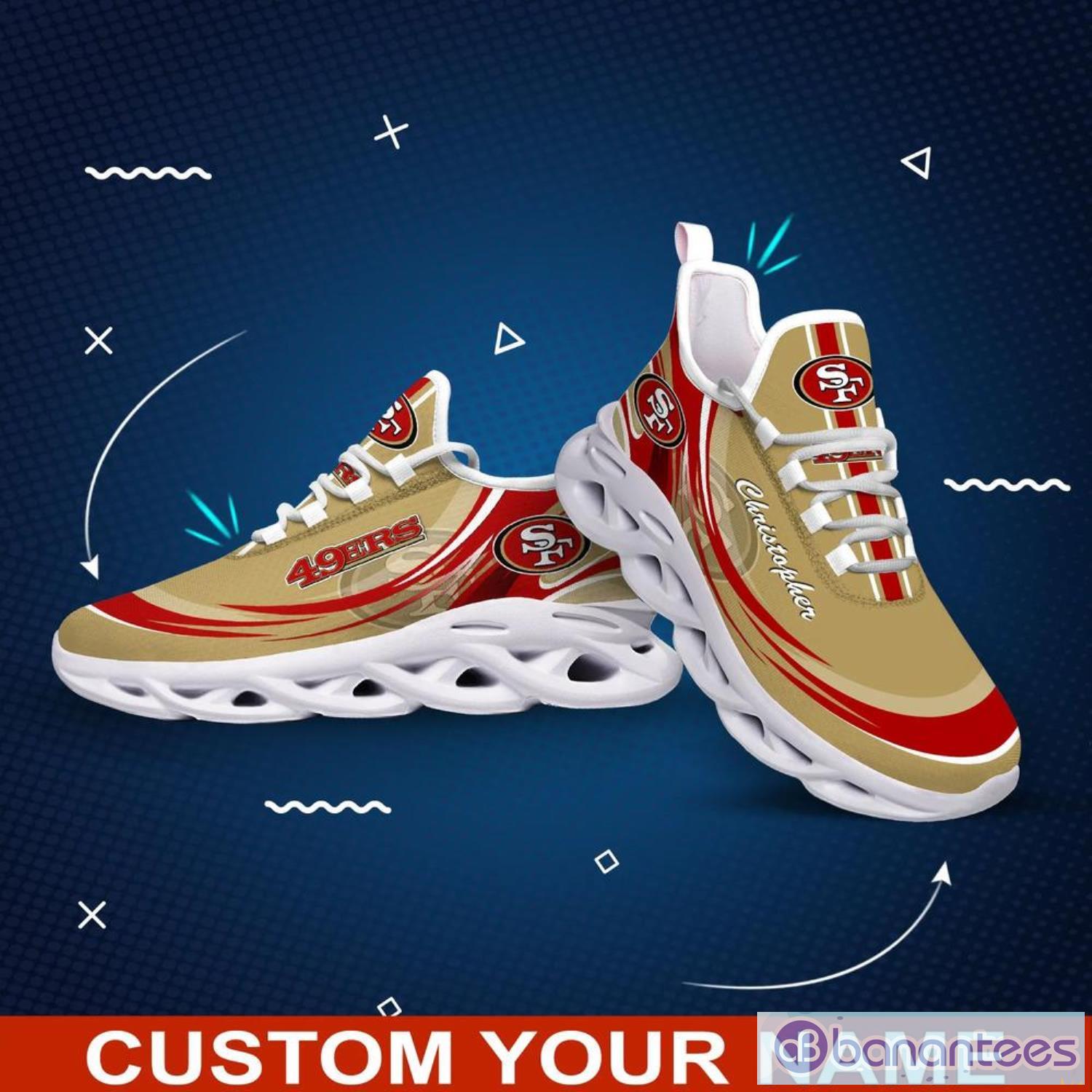 San Francisco 49Ers NFL Max Soul Shoes Custom Name Sneakers Gifts For NFL Fans Product Photo 2
