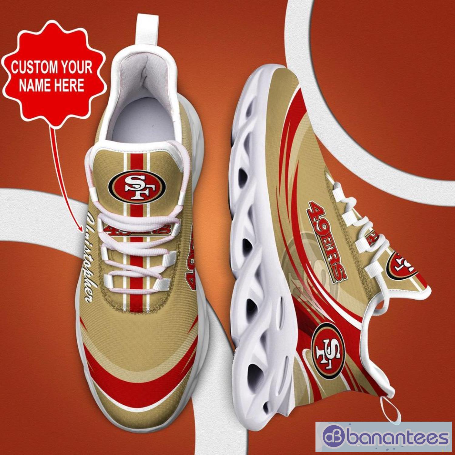San Francisco 49Ers NFL Max Soul Shoes Custom Name Sneakers Gifts For NFL Fans Product Photo 4