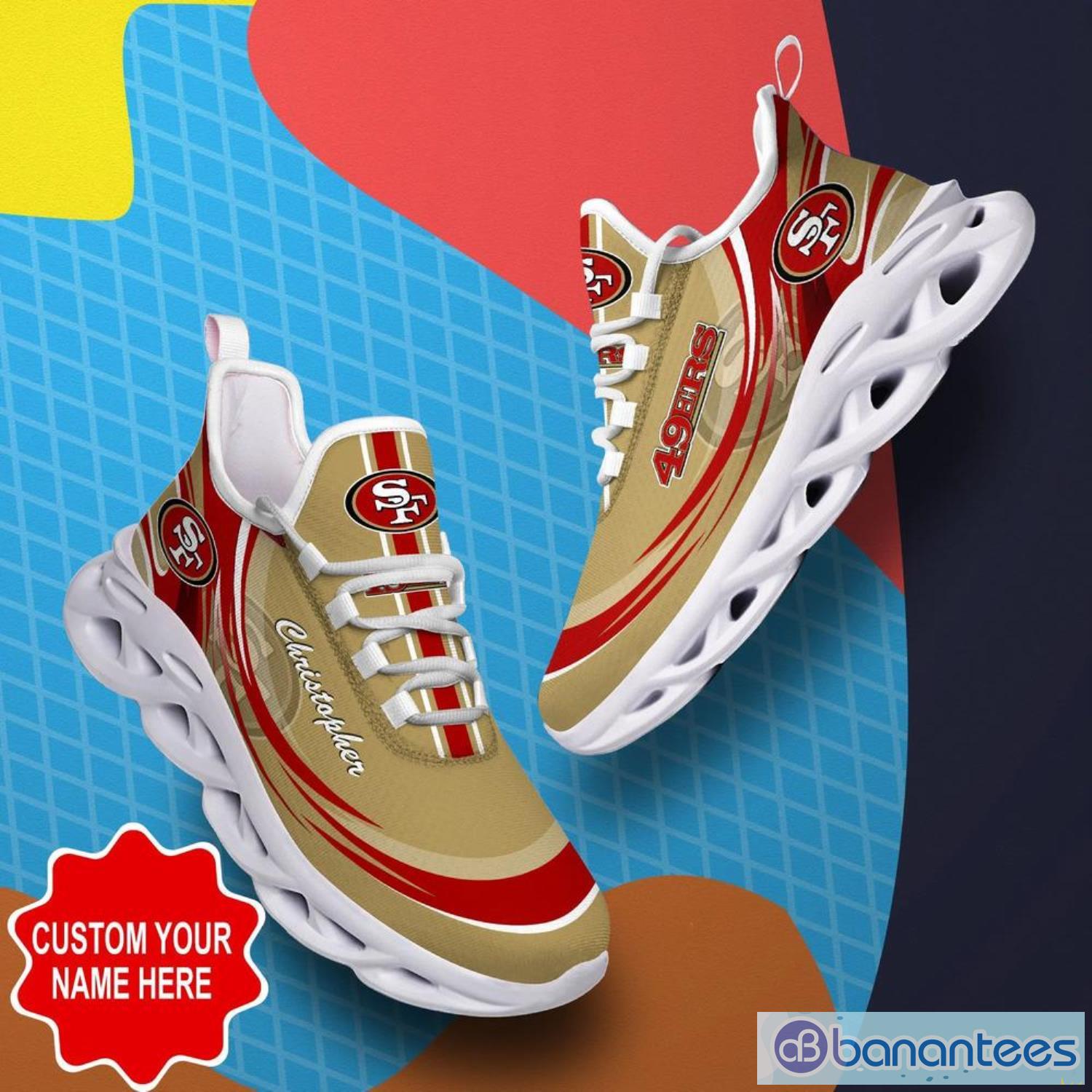 San Francisco 49Ers NFL Max Soul Shoes Custom Name Sneakers Gifts For NFL Fans Product Photo 5