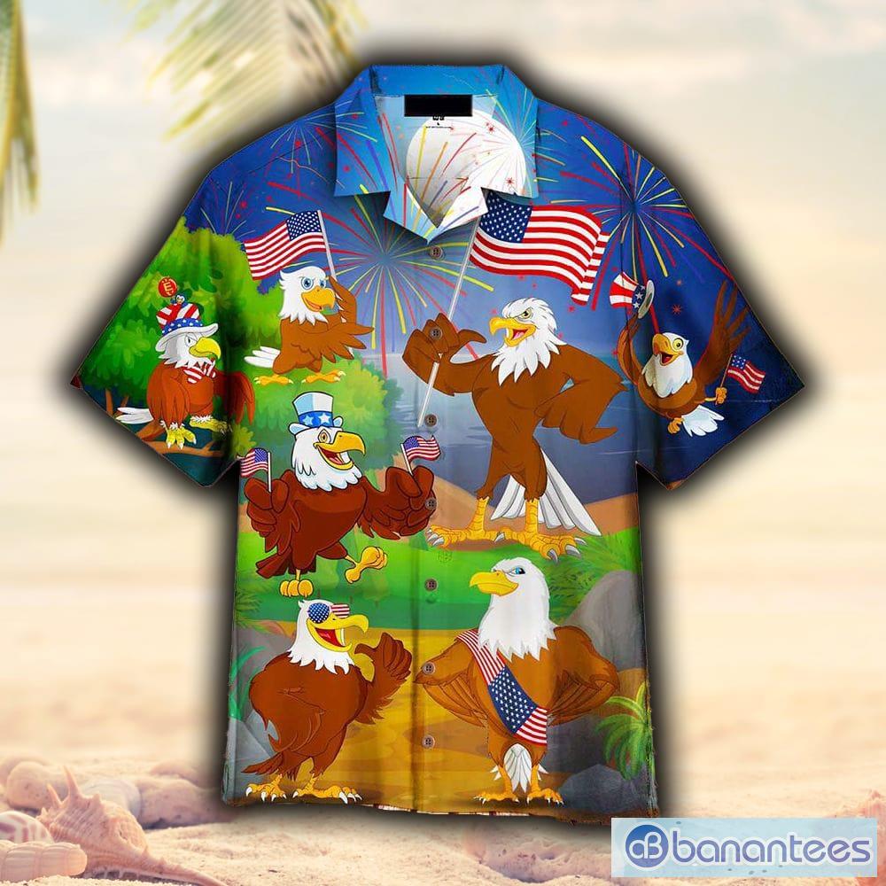 4th Of July Eagles Funny Hawaiian Shirt - Banantees