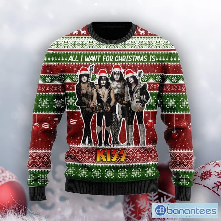All I want for Christmas is Kiss Custom Name 3D Ugly Sweater Product Photo 2