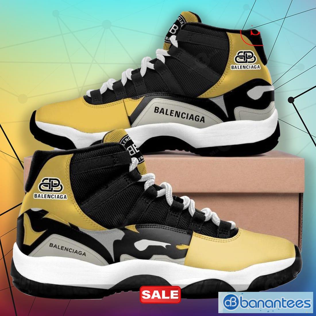 Balenciaga Black Gold Jordan 11 Sneakers Gifts Men Women Shoes Design - Banantees