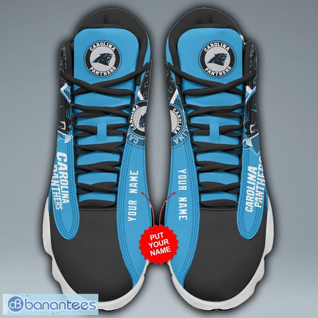 Custom Name Carolina Panthers Logo All Print Air Jordan 13 Shoes For Men  And Women - Banantees