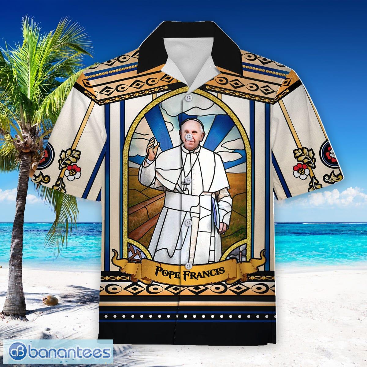 Customspig Hawaiian Shirt Pope Francis Stained Glass 3D Apparel Full Print - Customspig Hawaiian Shirt Pope Francis Stained Glass 3D Apparel_1 Customspig Hawaiian Shirt Pope Francis Stained Glass 3D Apparel Full Print - Customspig Hawaiian Shirt Pope Francis Stained Glass 3D Apparel_1