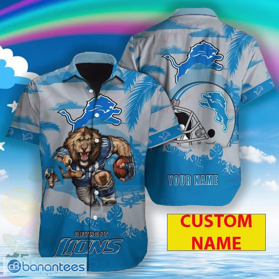 Detroit Lions 3D Hawaiian Shirt Mascot Custom Name Hawaiian Shirts For Mens  - Banantees