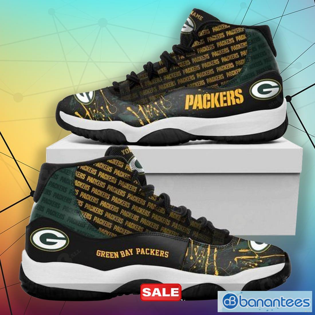 Green Bay Packers Custom Name Air Jordan 11 Sneakers Shoes