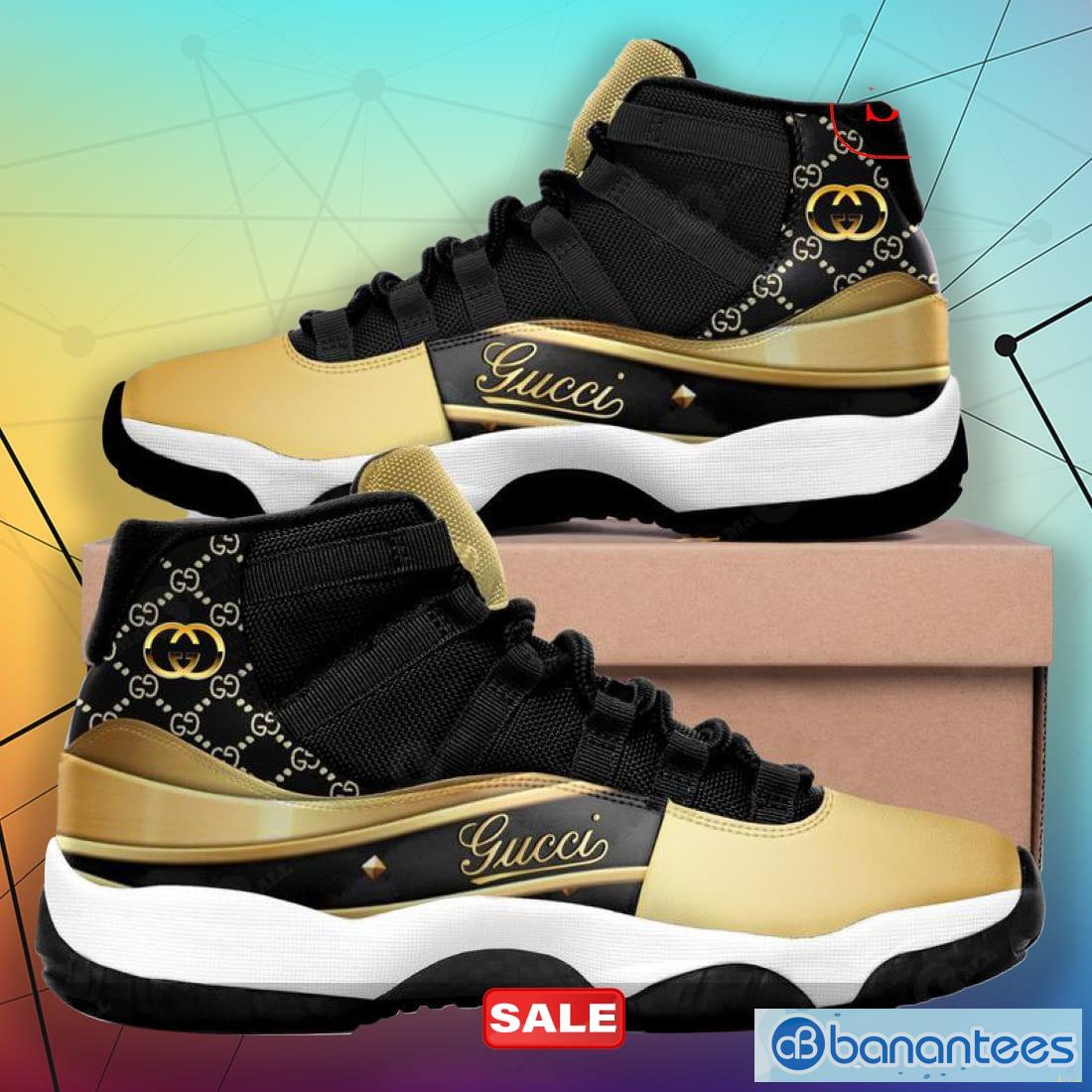 Gucci Black Gold Air Jordan 11 Sneakers Gifts For Men Women Shoes Banantees
