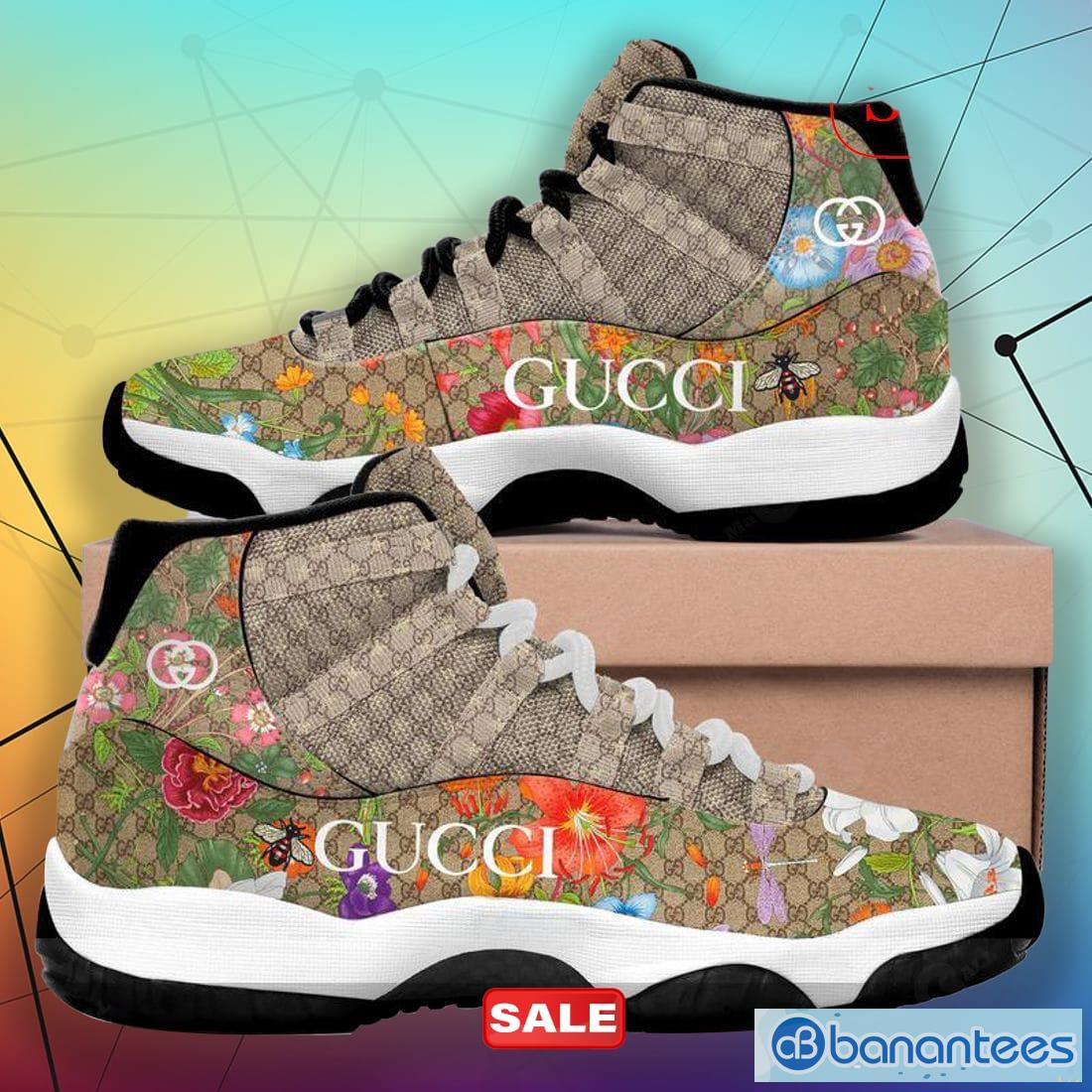 Brown Gucci Air Jordan 11 Sneakers Gifts For Men Women Shoes Design -  Banantees