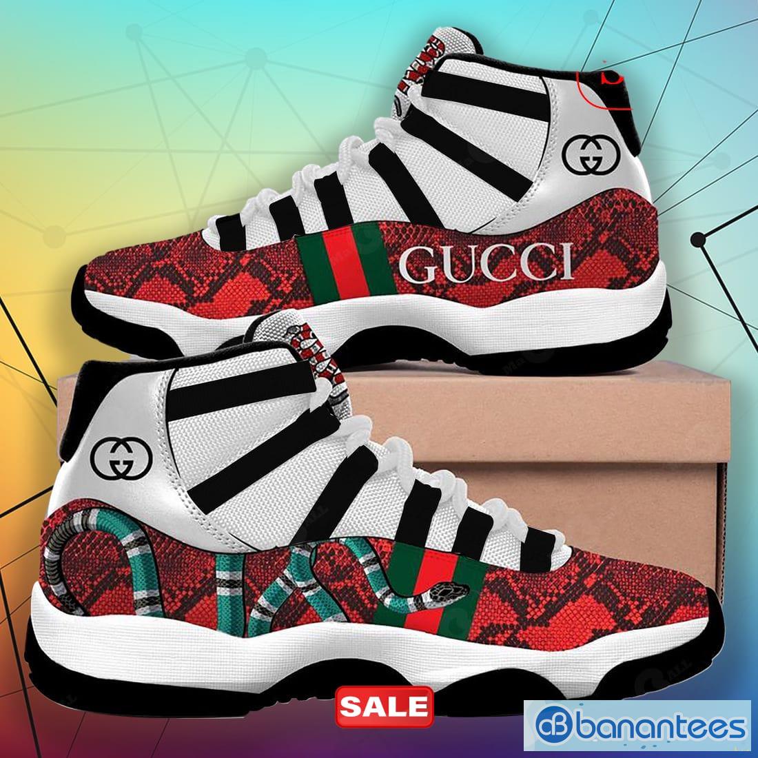 Gucci Red Snake Jordan 11 Shoes Men Women Print Sneakers - Banantees