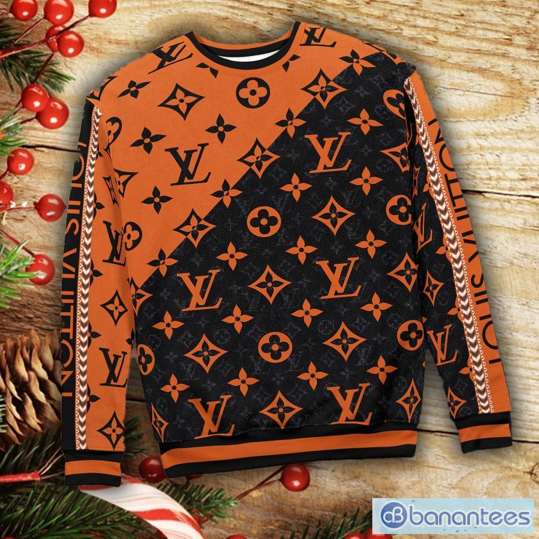 Louis Vuitton Orange Black 3D Ugly Sweater - Banantees