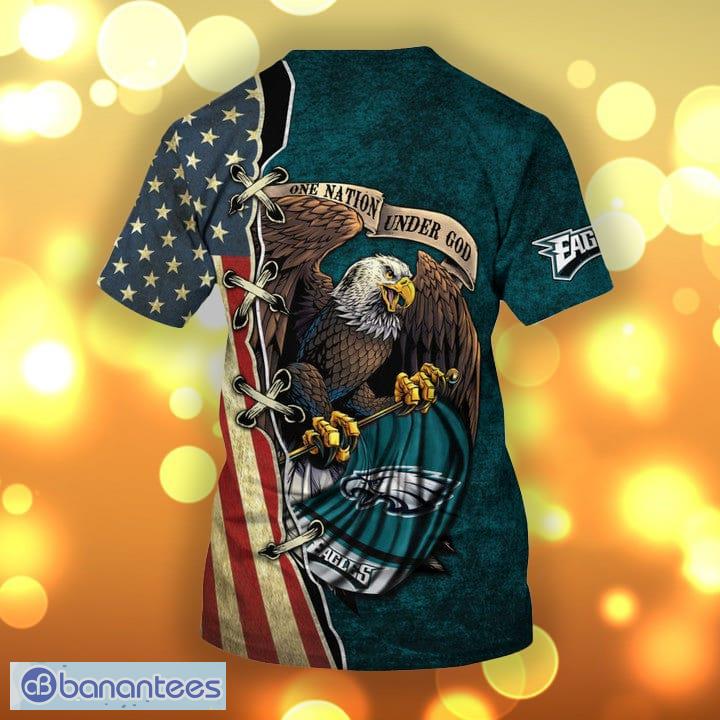 One Nation Under God Philadelphia Eagles Tee Design 3D T Shirts For Mens -  Banantees