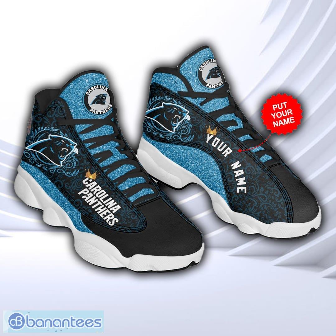 Custom Name Carolina Panthers Logo All Print Air Jordan 13 Shoes For Men  And Women - Banantees