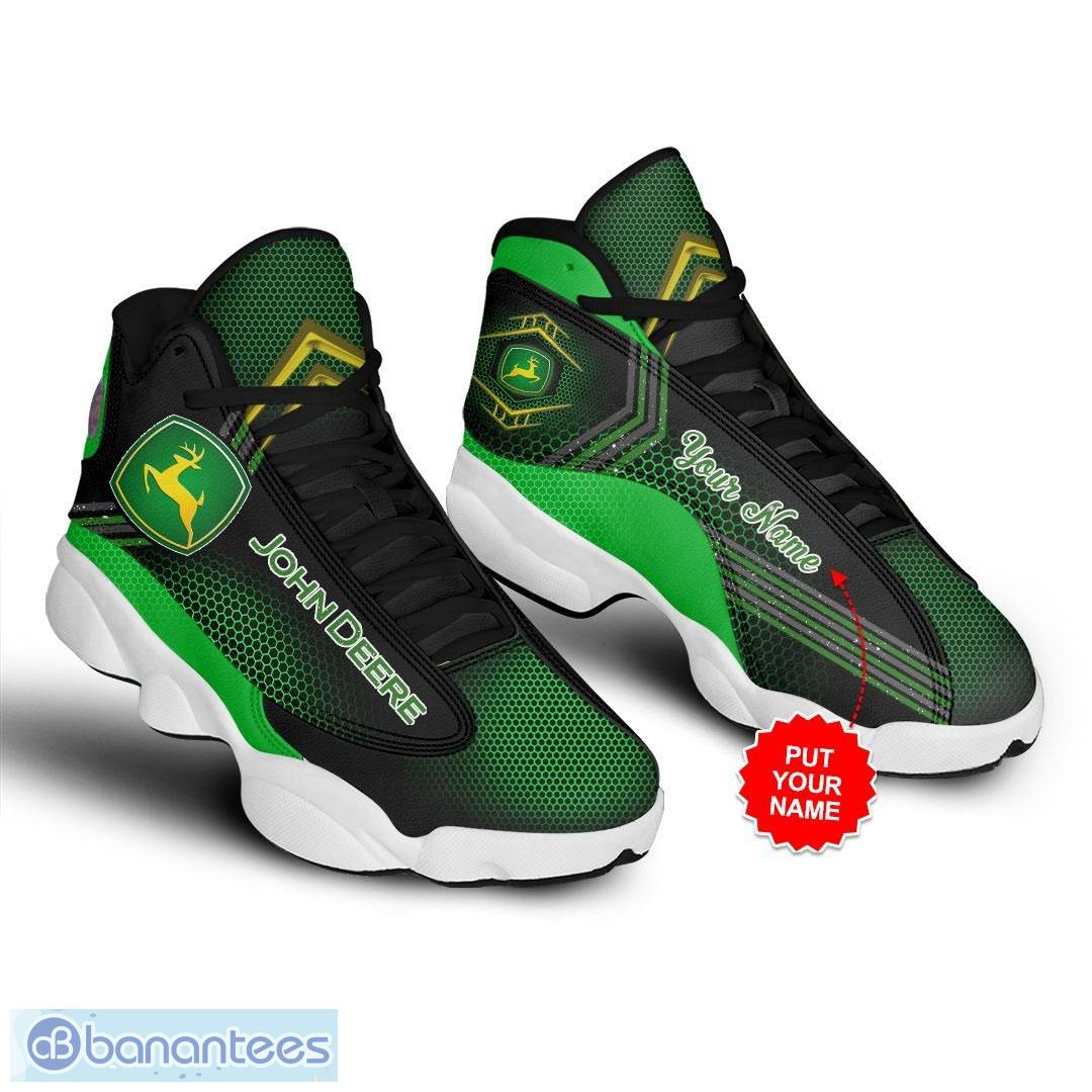 John Deere Green And Black Air Jordan 13 Custom Shoes - Banantees