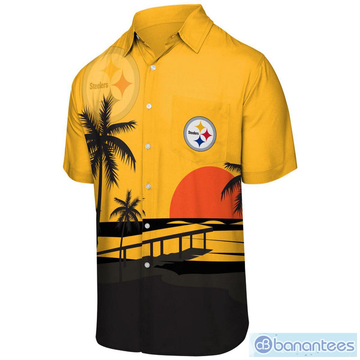 Pittsburgh Steelers Men's Short Sleeve Shirt Hawaiian Shirts Button T Shirt  Top