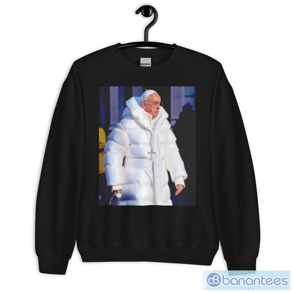 Pope Francis Wearing Jacket All White Shirt - Unisex Crewneck Sweatshirt Pope Francis Wearing Jacket All White Shirt - Unisex Crewneck Sweatshirt