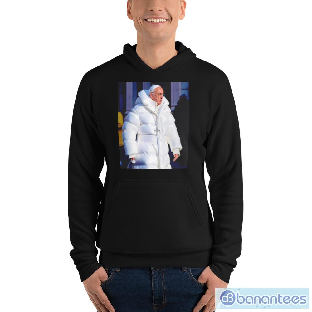 Pope Francis Wearing Jacket All White Shirt - Unisex Fleece Pullover Hoodie Pope Francis Wearing Jacket All White Shirt - Unisex Fleece Pullover Hoodie
