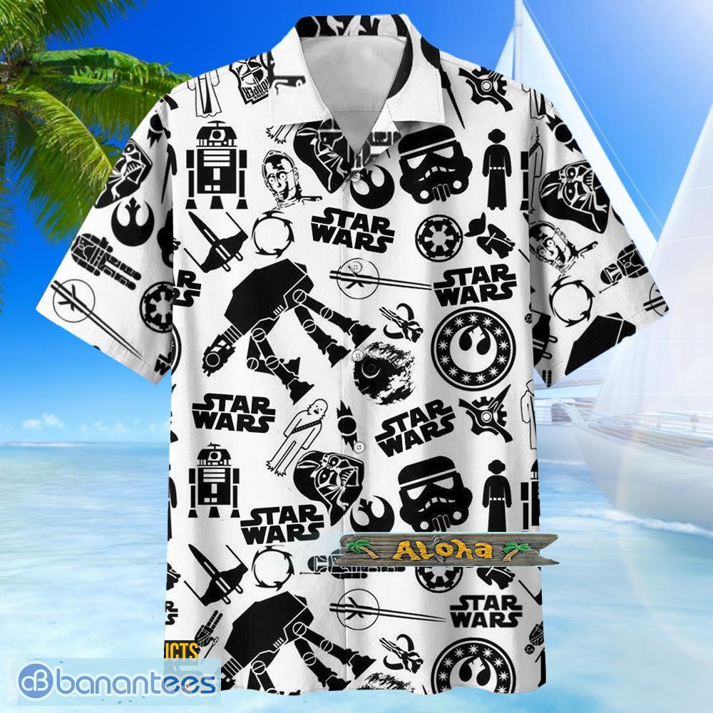White Aloha Star Wars Darth Vader Hawaiian Shirt Banana Leaves Pattern  Beach Gift
