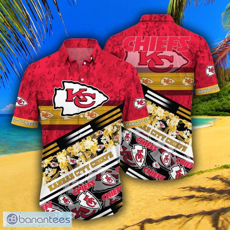 Men Kansas City Chiefs Football Floral Aloha Hawaiian Shirt Summer Vacation  