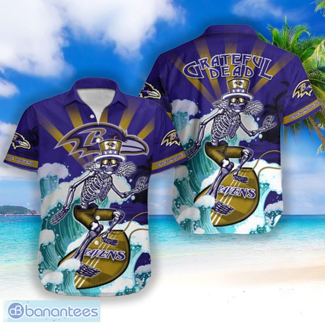 Baltimore Ravens NFL Skull And Flower Pattern Metallica Hawaiian Shirt -  Banantees