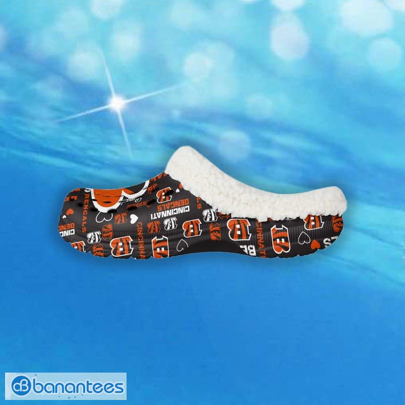 Cincinnati Bengals Womens Sherpa Lined Logo Love Clog