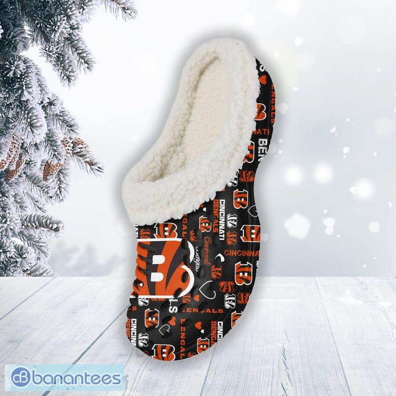 Cincinnati Bengals NFL Men And Women Printed Sherpa Lined Logo Love Clog  For Fans - Banantees