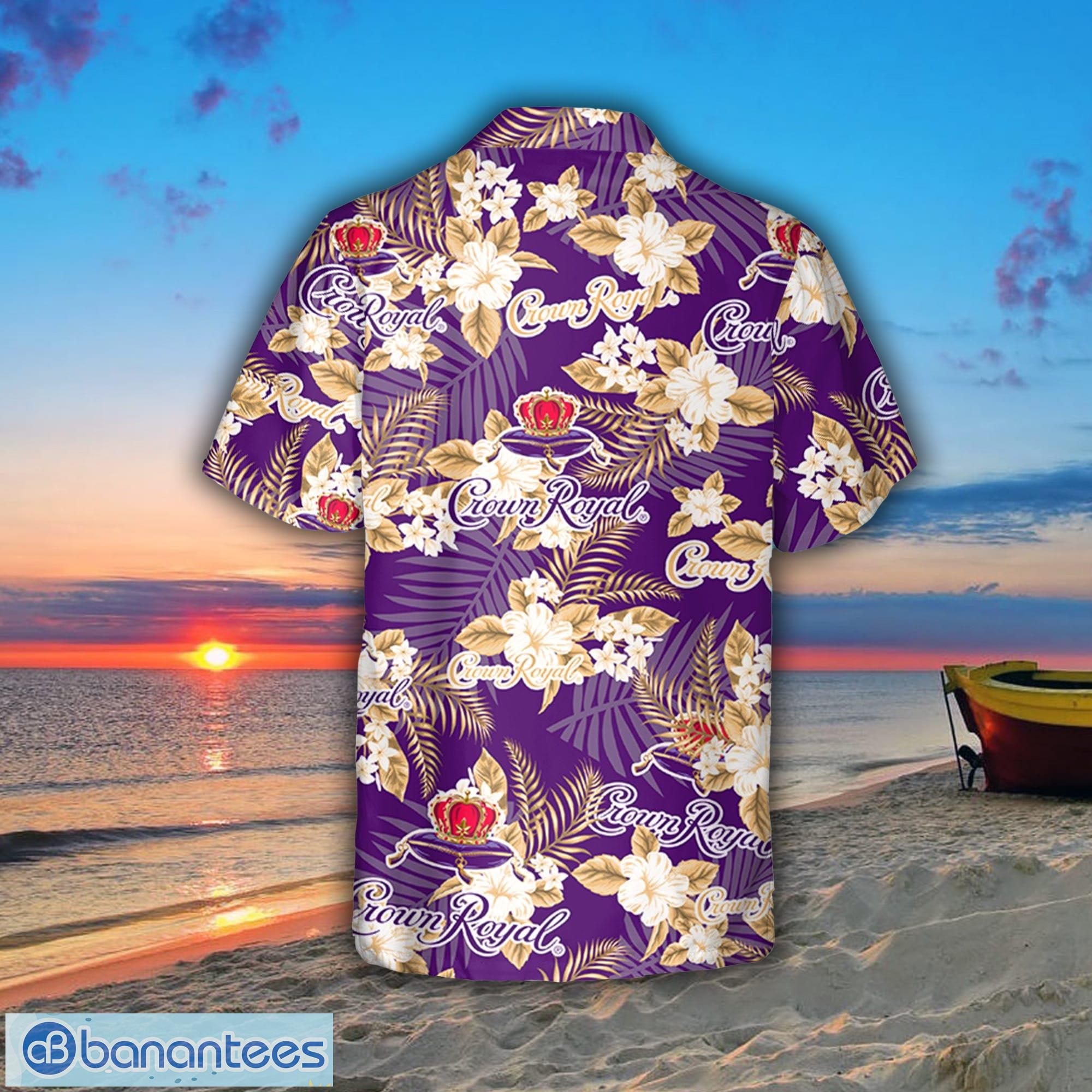 Crown Royal Whiskey Hawaiian Button Up Shirt Flowers Pattern