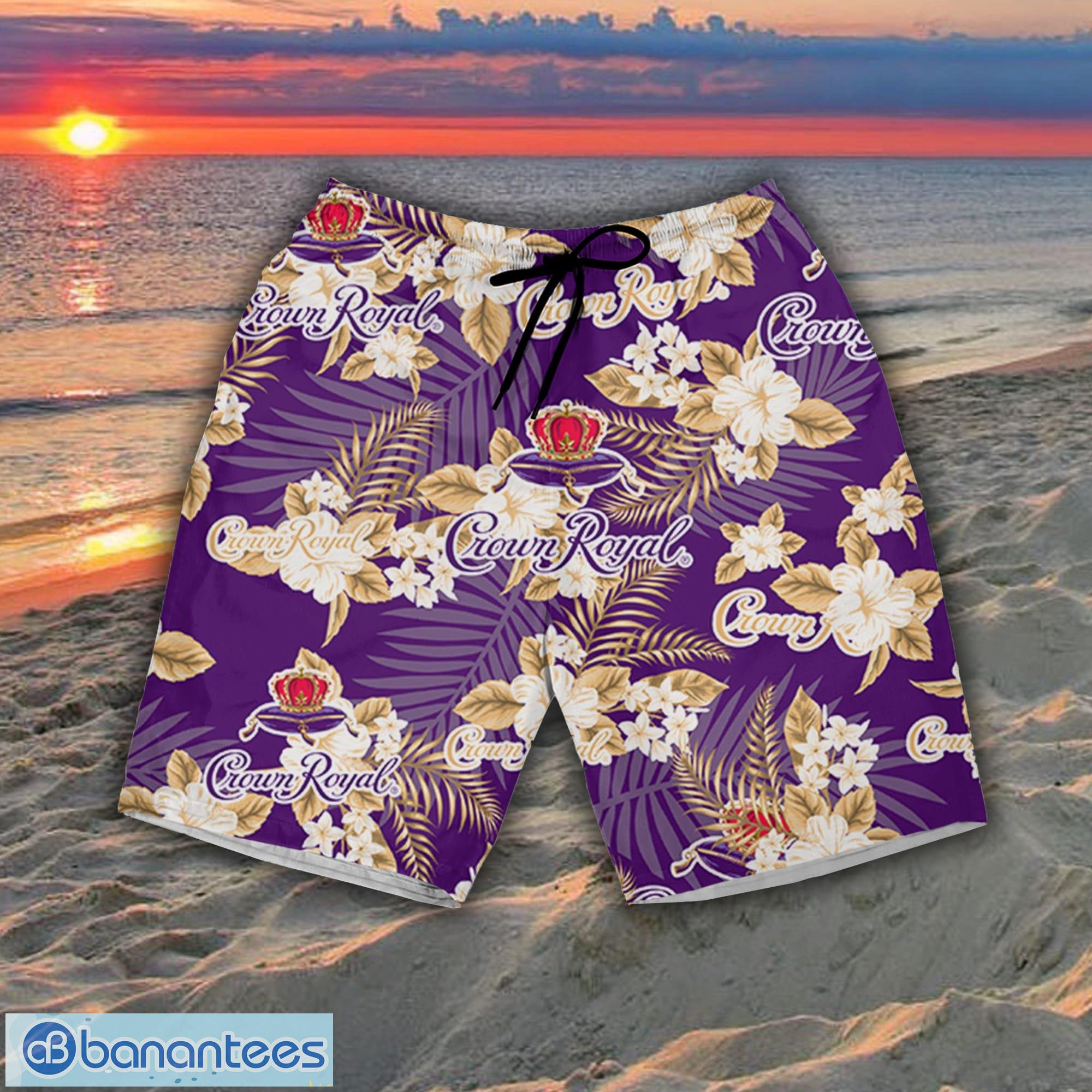 Crown Royal Whiskey Hawaiian Button Up Shirt Flowers Pattern