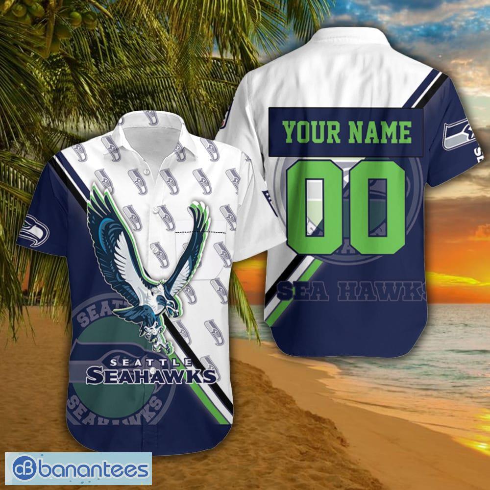 Custom Number And Name Nfl 3D Hawaiian Shirt Seattle Seahawks Logo Custom  Hot Men And Women For Fans - Banantees