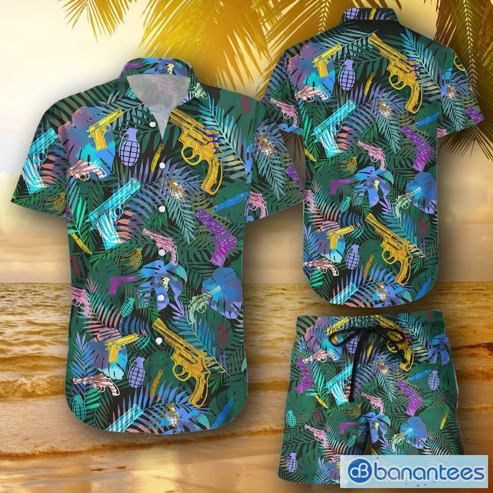 Aloha Colorful Short Gun Tropical Pattern Hawaiian Shirt