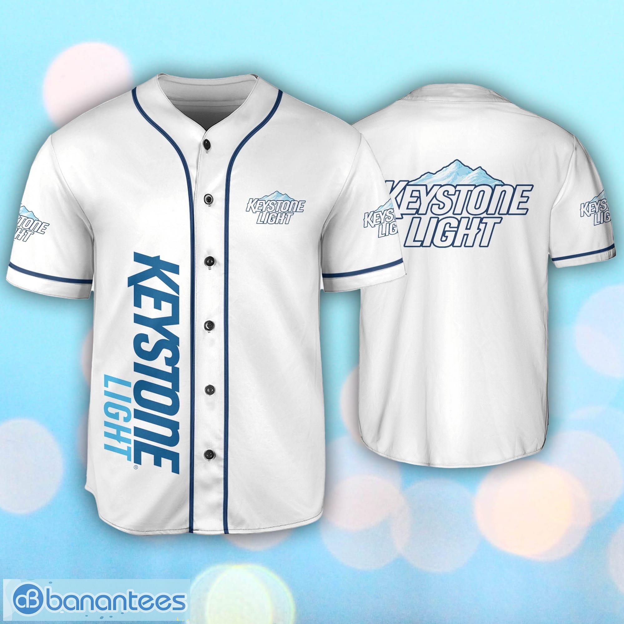 Keystone Light Blue Baseball Jersey Shirt