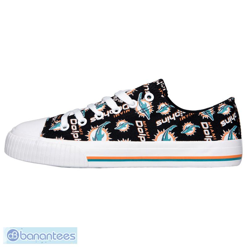 Miami Dolphins NFL Men And Women Low Top Repeat Print Canvas Shoes For Fans  - Banantees