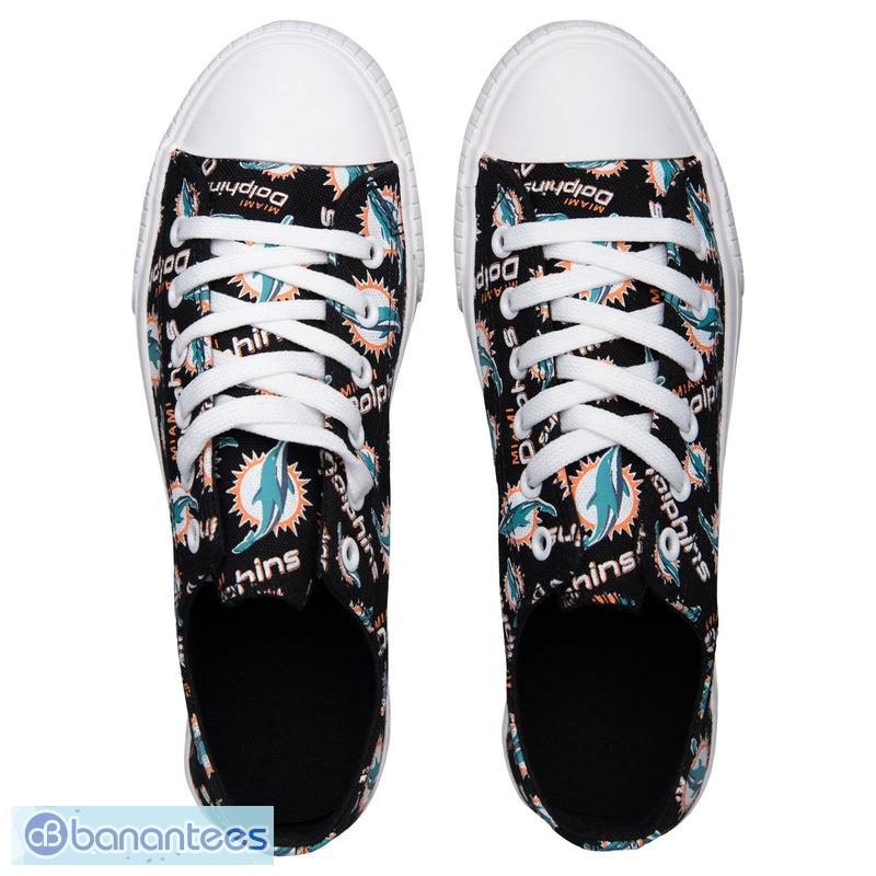 Miami Dolphins NFL Men And Women Low Top Repeat Print Canvas Shoes For Fans  - Banantees