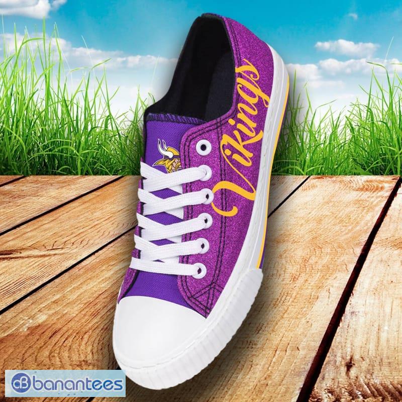 Minnesota Vikings NFL Womens Glitter Low Top Canvas Shoes