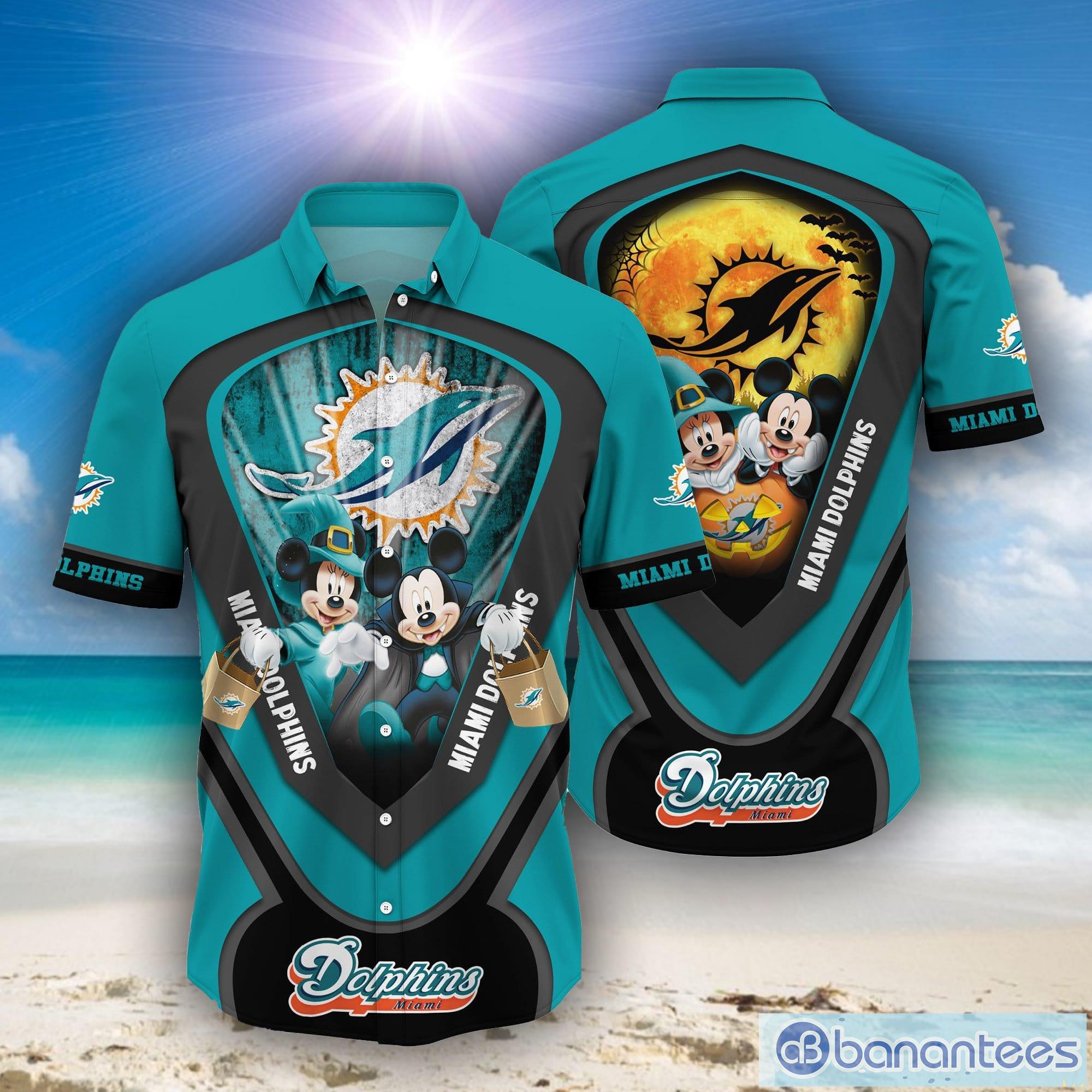 Miami Dolphins Big Logo Hawaiian Summer Beach Shirt Full Print - Banantees