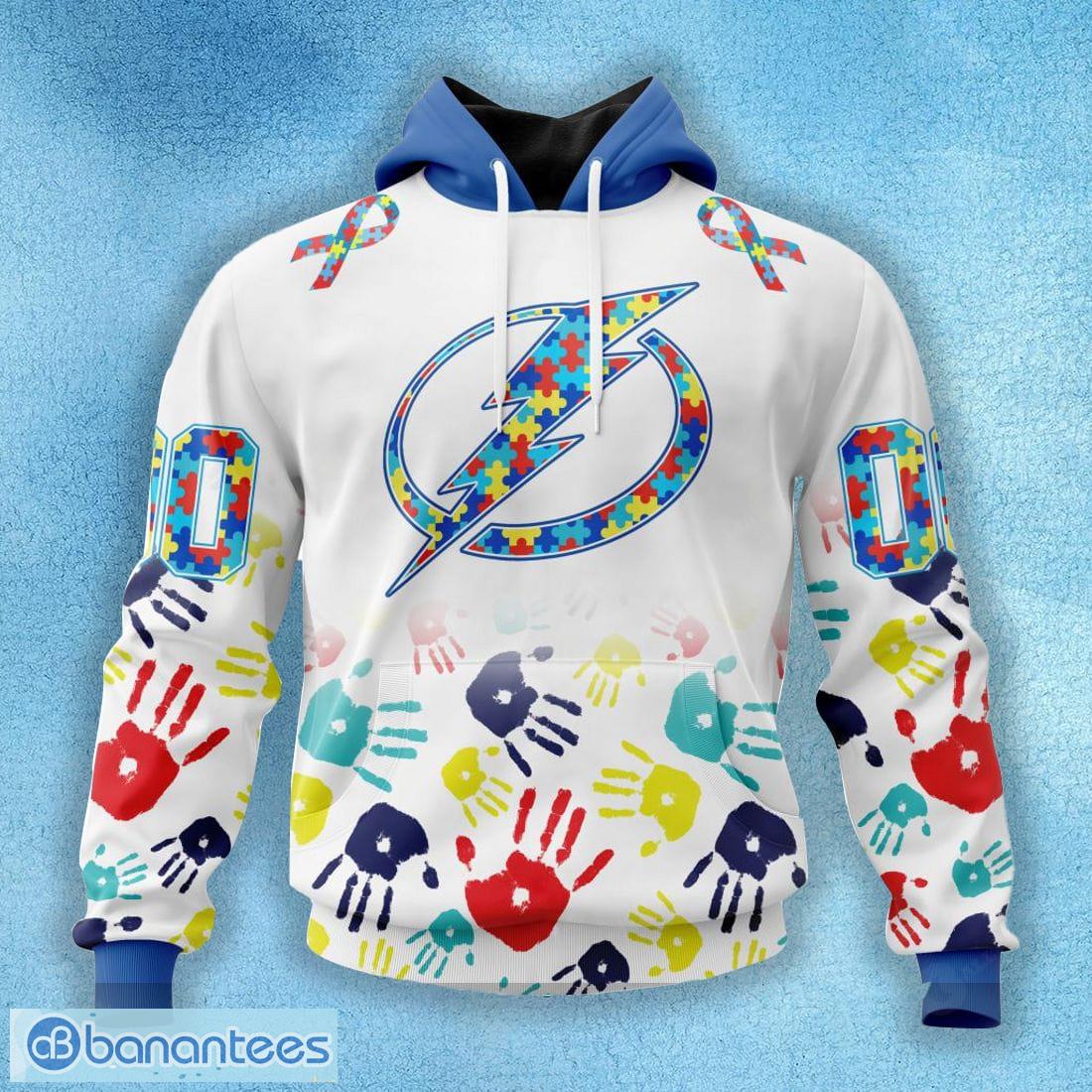 Tampa Bay Lightning NHL Special Autism Awareness Hands Hoodie T