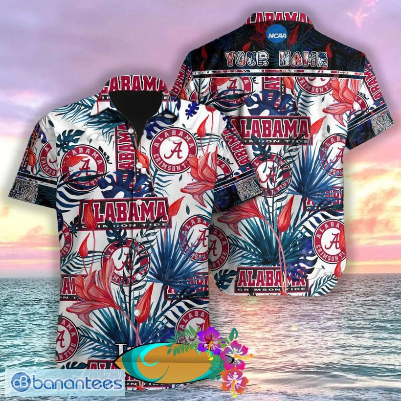 Personalized Name Alabama Crimson Tide Surfing 3D Hawaiian Shirts For Fans  - Banantees