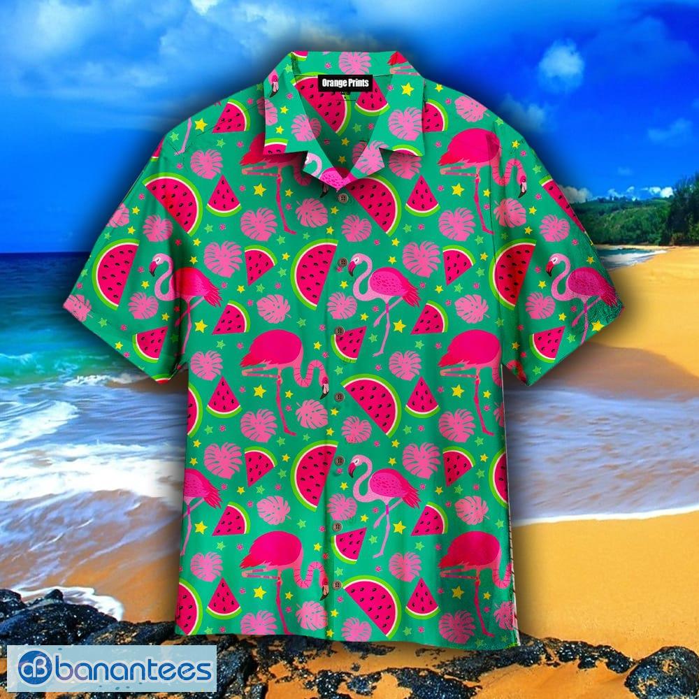 Pink Flamingos And Watermelon Aloha 3D Hawaiian Shirt Gift For Men And  Women - Banantees