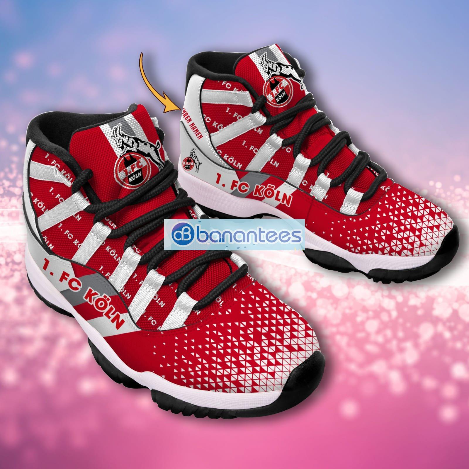 1. FC Koln Bundesliga Logo Custom Name Air Jordan 11 Sneakers - Banantees