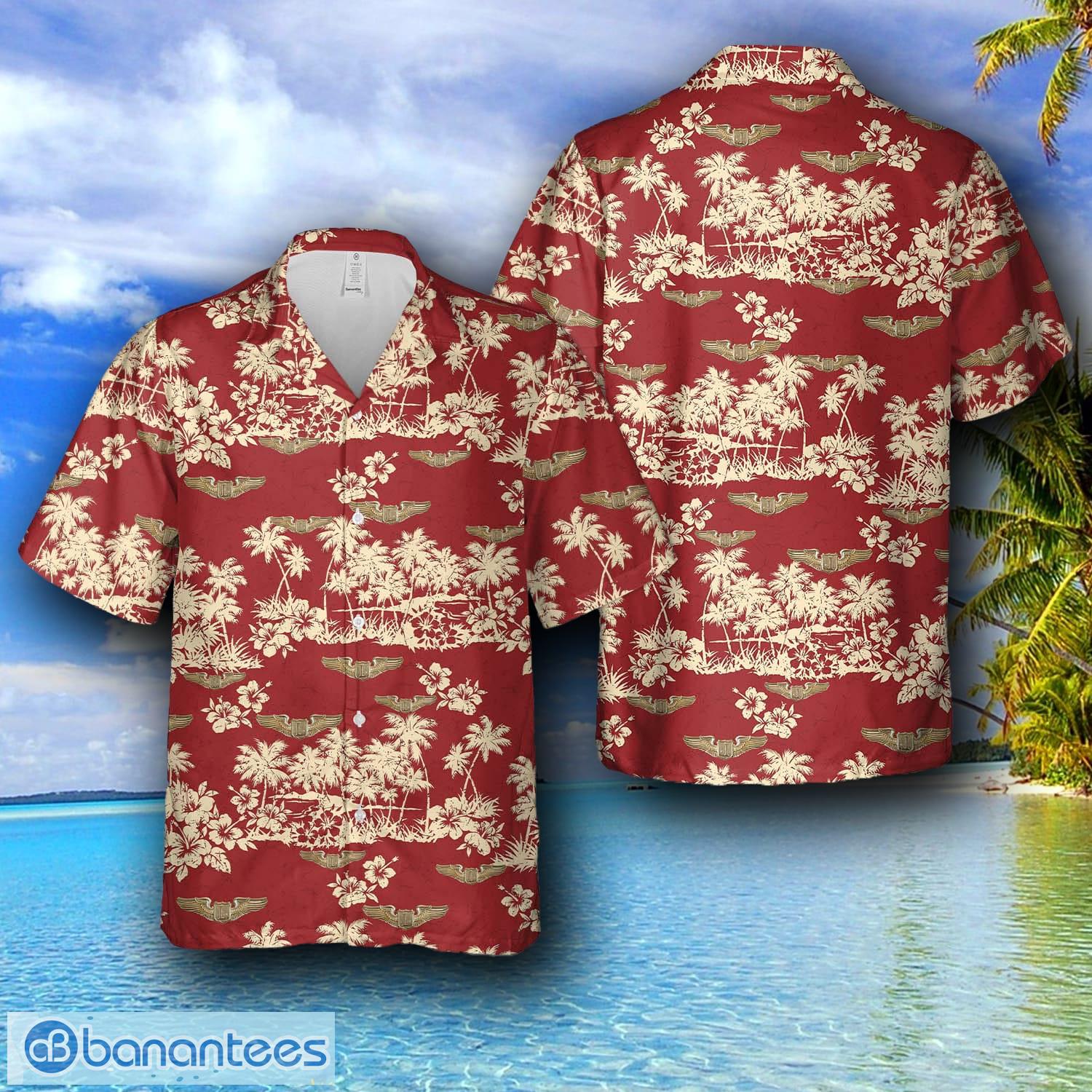 Red and Gold Hibiscus Hawaiian Shirt