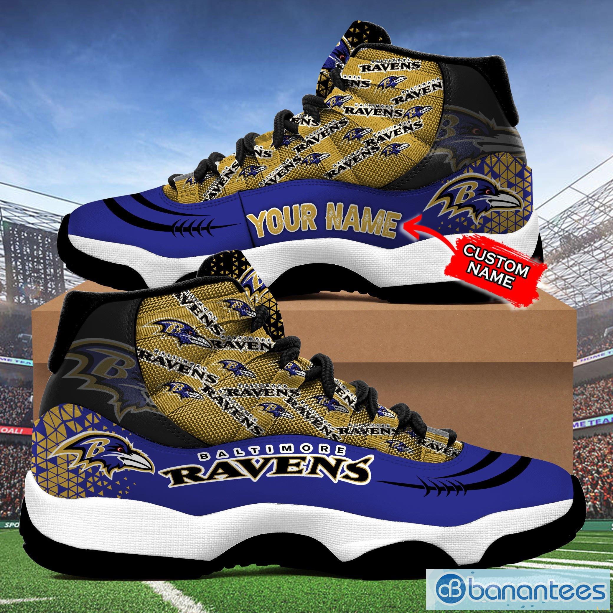 Baltimore Ravens Custom Name Air Jordan 11 Sneakers Shoes