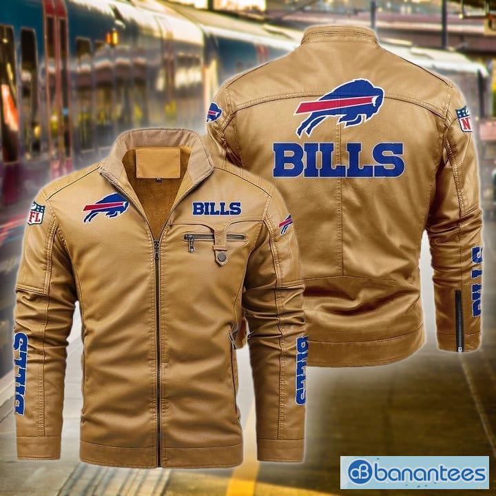 NFL Buffalo Bills Fans Logo Black And Brown Leather Jacket Men And