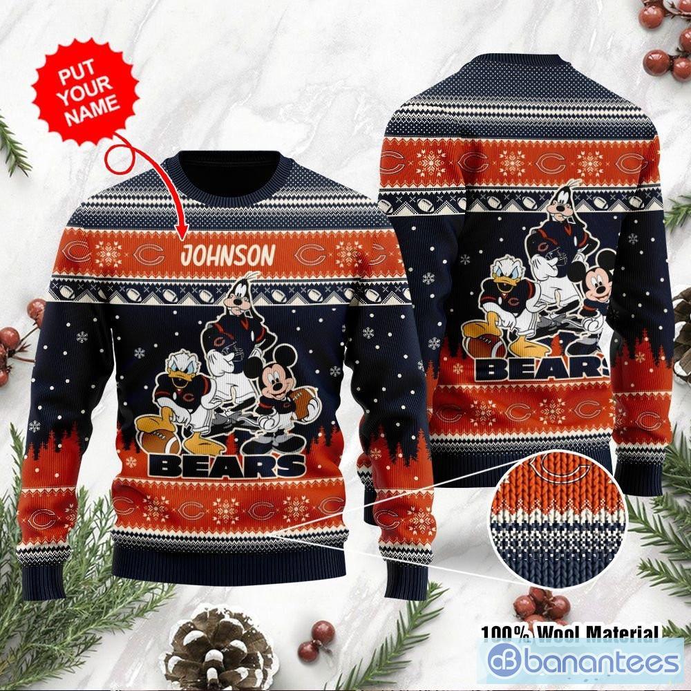 NFL Chicago Bears Custom Name And Number Ugly Christmas Sweater Christmas  Gift For Sport Team - Banantees