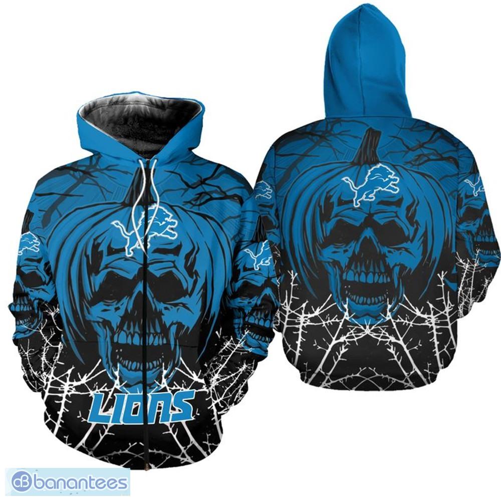 Detroit Lions 3D Hoodie Halloween pumpkin skull print Gift For