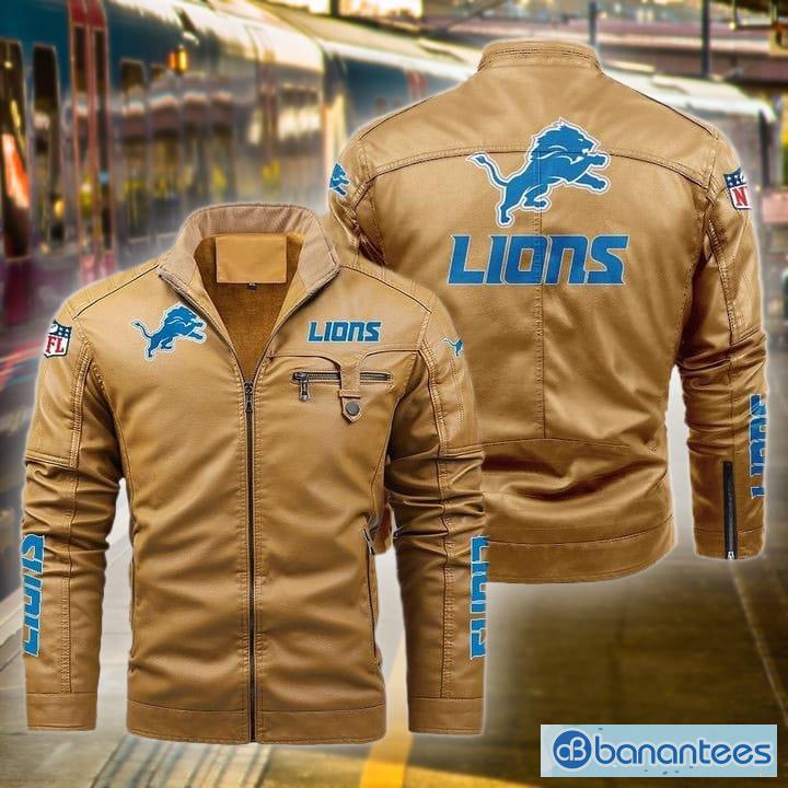 Detroit Lions Leather Jacket Black Brow For Men And Women - Banantees