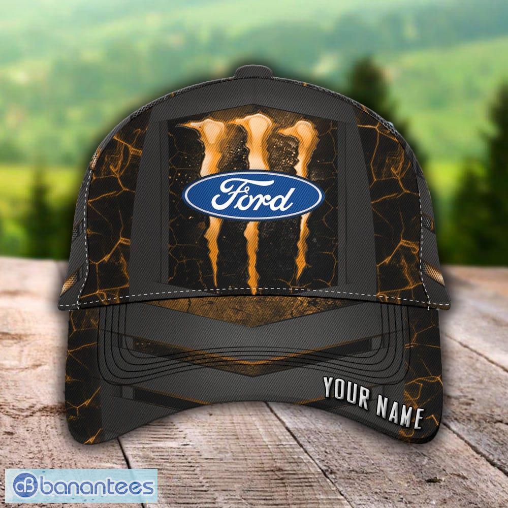Ford Logo Orange Monster Car Hat Cap Custom Name - Banantees