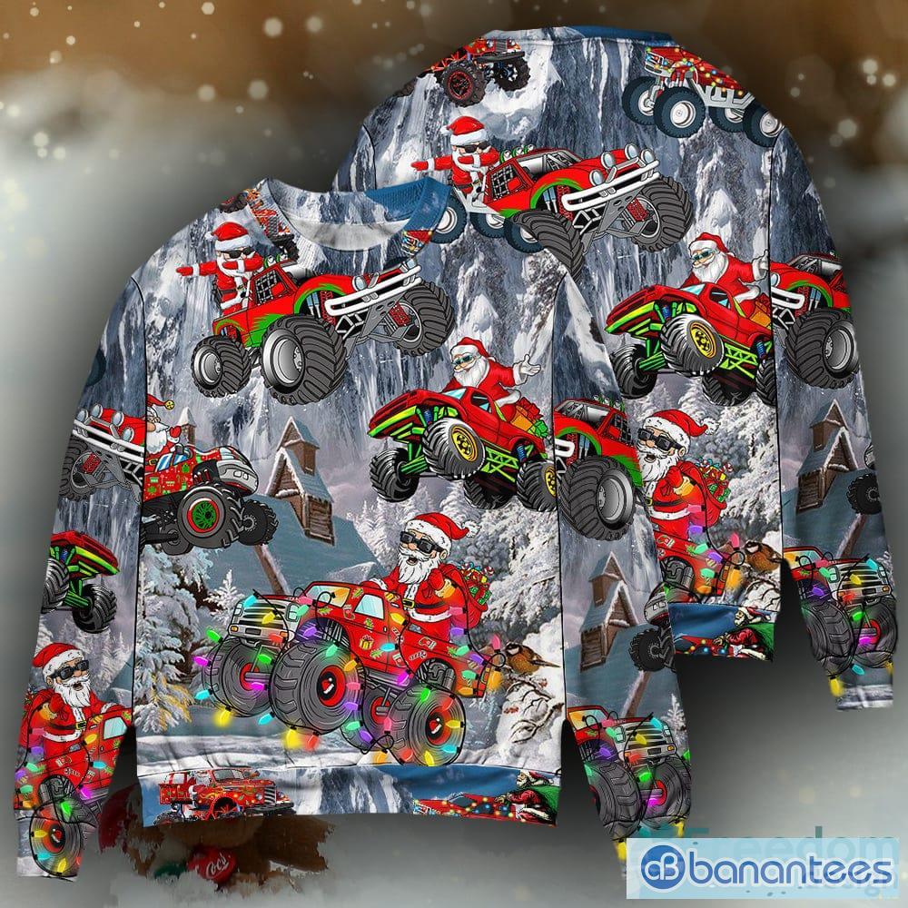 funny santa claus riding red truck snow mountain ugly christmas sweaters 1 image Funny Santa Claus Riding Red Truck Snow Mountain Ugly Christmas Sweaters - Christmas Funny Santa Claus Riding Red Truck Snow Mountain Sweater Ugly Christmas Sweaters_3